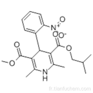 Acide 3,5-pyridinedicarboxylique, 1,4-dihydro-2,6-diméthyl-4- (2-nitrophényl), 3-méthyl ester 5 (2-méthylpropyl) CAS 63675-72-9